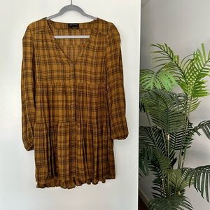 UO Plaid Long Sleeve - Babydoll Dress